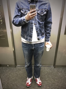 「Levi's（リーバイス）のアイテム（デニムジャケット、ブルー系）」を使った、Su®︎さん（メンズ・178cm）の春コーディネート