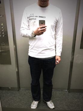 「Supreme （シュプリーム）のアイテム（Tシャツ/カットソー、ホワイト系）」を使った、Su®︎さん（メンズ・178cm）の春コーディネート