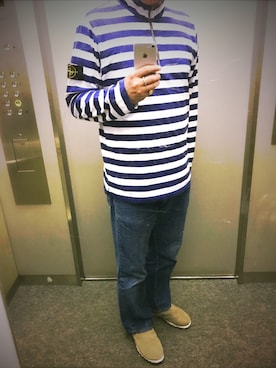 「Supreme （シュプリーム）のアイテム（Tシャツ/カットソー、ブルー系）」を使った、Su®︎さん（メンズ・178cm）の夏コーディネート