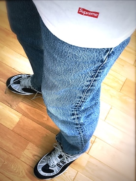 「Levi's（リーバイス）のアイテム（デニムパンツ、ブルー系）」を使った、Su®︎さん（メンズ・178cm）の夏コーディネート