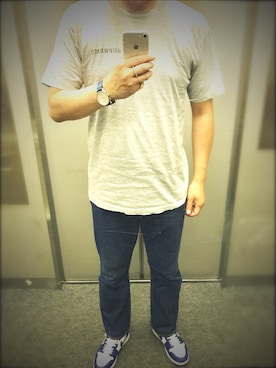「Supreme （シュプリーム）のアイテム（Tシャツ/カットソー、グレー系）」を使った、Su®︎さん（メンズ・178cm）の夏コーディネート