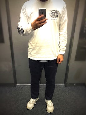「Supreme （シュプリーム）のアイテム（Tシャツ/カットソー、ホワイト系）」を使った、Su®︎さん（メンズ・178cm）の夏コーディネート