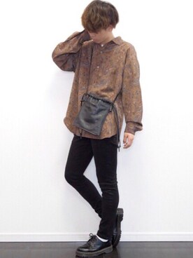 「LIDNM（リドム）のVINTAGE PAISLEY SHIRT（シャツ/ブラウス）」を使った、たいち / モテ男製造機 さん（メンズ・170cm）の秋コーディネート