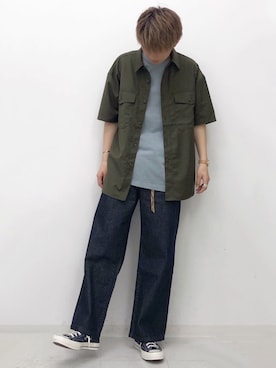 「SENSE OF PLACE by URBAN RESEARCH（センスオブプレイスバイアーバンリサーチ）のワイドデニム（その他パンツ）」を使った、たいち / モテ男製造機 さん（メンズ・170cm）の夏コーディネート