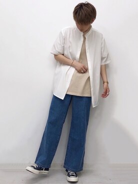 「SENSE OF PLACE by URBAN RESEARCH（センスオブプレイスバイアーバンリサーチ）のワイドデニム（その他パンツ）」を使った、たいち / モテ男製造機 さん（メンズ・170cm）の夏コーディネート