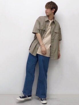 「SENSE OF PLACE by URBAN RESEARCH（センスオブプレイスバイアーバンリサーチ）のワイドデニム（その他パンツ）」を使った、たいち / モテ男製造機 さん（メンズ・170cm）の夏コーディネート