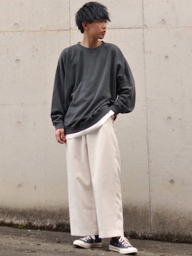 「アイテム（スウェット）」を使った、たいち / モテ男製造機 さん（メンズ・170cm）の春コーディネート