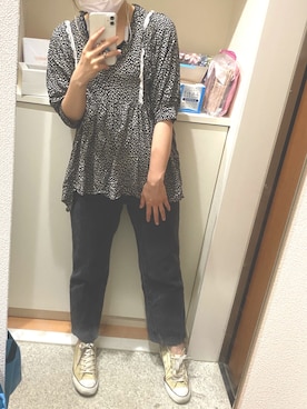 「ハイウエストストレートジーンズ」｜m.さん（レディース・161cm）の夏コーディネート