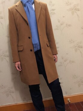 「大衣外套」｜萌萌毒蛇さん（メンズ・178cm）の冬コーディネート