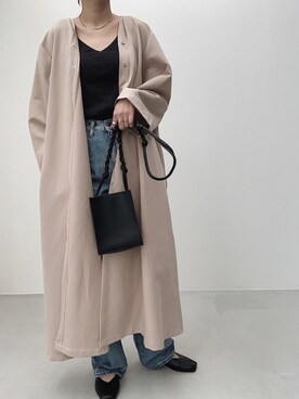 「UNIQLO（ユニクロ）のハイライズワイドストレートジーンズ（デニムパンツ）」を使った、Uさん（レディース・165cm）の春コーディネート