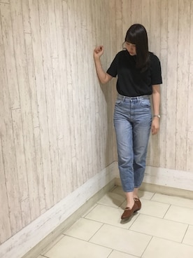 「UNIQLO（ユニクロ）のクルーネックT（半袖）（Tシャツ/カットソー）」を使った、ORientalTRaffic高田馬場さん（レディース・163cm）の夏コーディネート