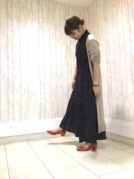 「アイテム（パンプス、オレンジ系）」を使った、ORientalTRaffic高田馬場さん（レディース・163cm）の秋コーディネート
