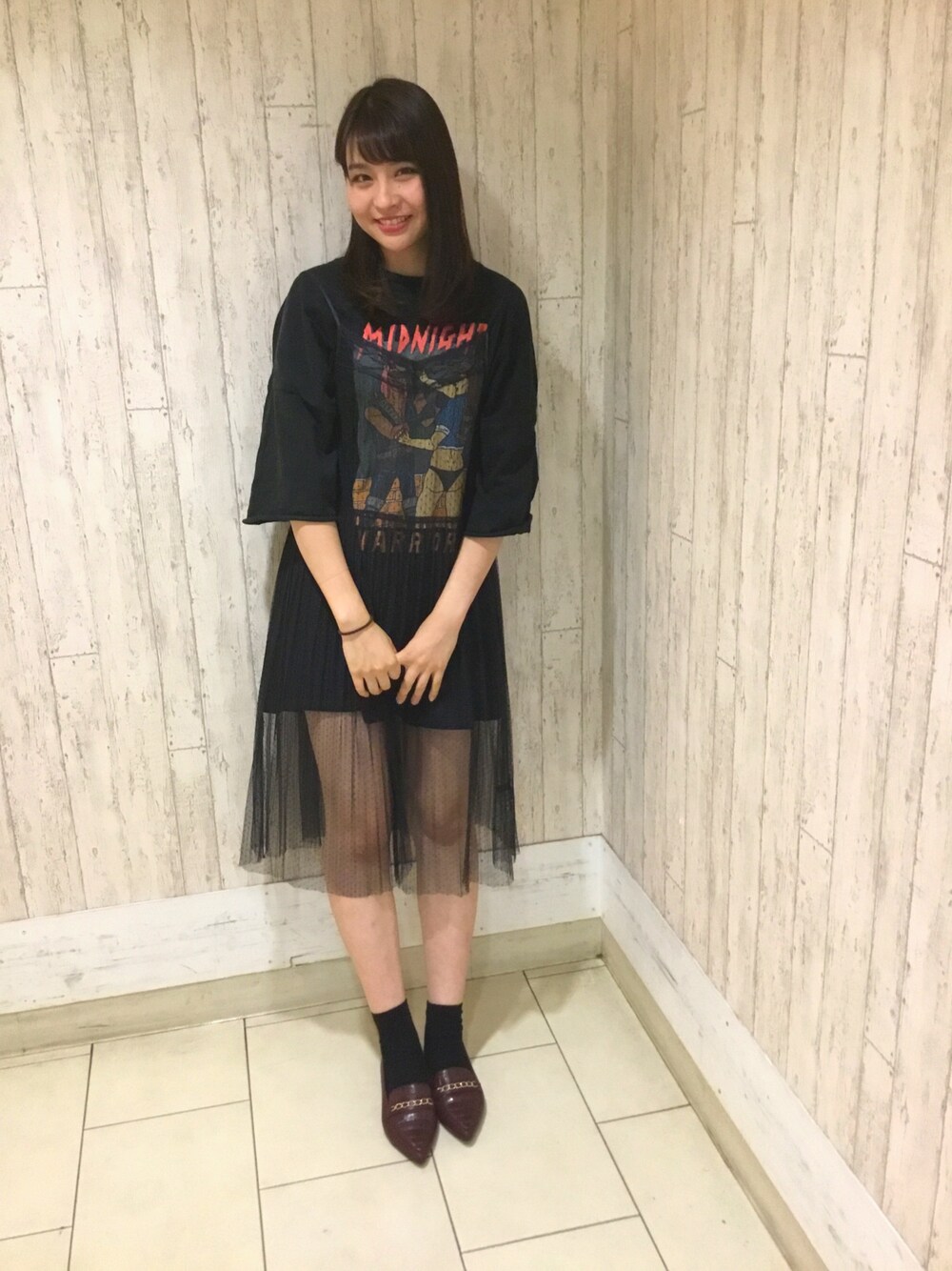 ORientalTRaffic高田馬場さんの「ドットチュールワンピース×Tシャツセット（w closet）」を使ったコーディネートの1枚目の写真