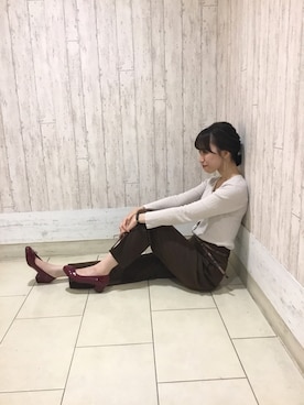 「アイテム（レインシューズ、レッド系）」を使った、ORientalTRaffic高田馬場さん（レディース・163cm）の秋コーディネート