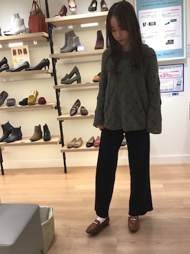 「かぎ編みニット」｜ORientalTRaffic高田馬場さん（レディース・163cm）の秋コーディネート