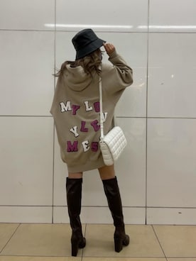 「パーカーワンピ」｜AYAKAさん（レディース・157cm）の秋コーディネート