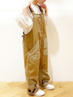 「キャメル」｜「アイテム（オールインワン・サロペット）」を使った、RNA MEDIA ZOZOTOWN STAFFさん（レディース・157cm）の夏コーディネート