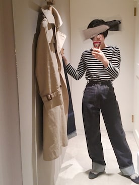 「ウエストイン」｜「アイテム（ジャケット/アウター）」を使った、consomméさん（レディース・155cm）の春コーディネート