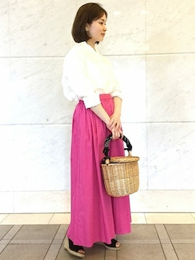 「アイテム（スカート、オレンジ系）」を使った、N.MURATAさん（レディース・157cm）の夏コーディネート