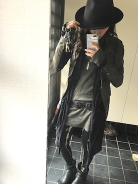 「KMRii（ケムリ）のアイテム（ブーツ）」を使った、monaさん（レディース・160cm）の冬コーディネート