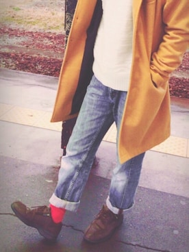 「improves（インプローブス）のアイテム（チェスターコート）」を使った、すぎちゃaka最強で最高な社会不適合者さん（メンズ・167cm）の春コーディネート