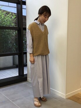 「SHIPS for women」｜「アイテム（シャツワンピース）」を使った、WOMEN'S STAFFさん（レディース・153cm）の春コーディネート