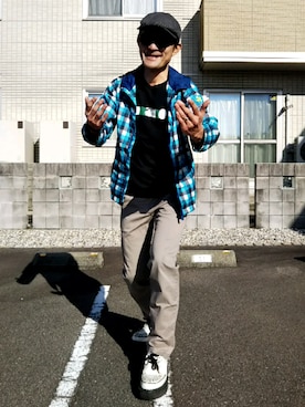 「ハンチング」｜「アイテム（ナイロンジャケット）」を使った、スズキさん（メンズ・165cm）の秋コーディネート