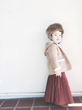 「kids」｜「アイテム（ムートンコート）」を使った、akarinaさん（キッズ・90cm）の冬コーディネート