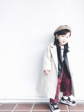 「チョーカー」｜「アイテム（ライダースジャケット）」を使った、akarinaさん（キッズ・90cm）の冬コーディネート