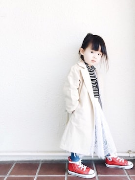 「赤コンバース」｜「アイテム（その他アウター）」を使った、akarinaさん（キッズ・90cm）の春コーディネート