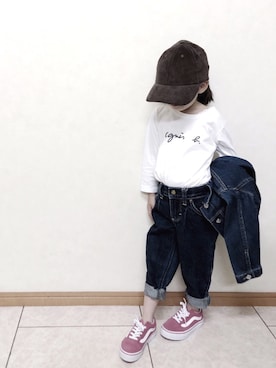 「URBAN RESEARCH Sonny Label（アーバンリサーチサニーレーベル）のアイテム（帽子）」を使った、akarinaさん（キッズ・100cm）の秋コーディネート