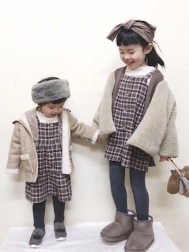 「PAPAPAPARK（パパパパーク）のアイテム（シューズ）」を使った、akarinaさん（キッズ・110cm）の冬コーディネート