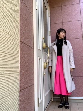 「シック」｜「アイテム（ノーカラーコート）」を使った、ヨシコ🎒コレクションさん（レディース・165cm）の冬コーディネート