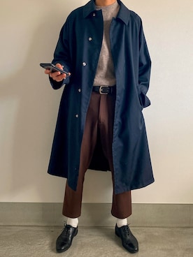「BEAUTY&YOUTH UNITED ARROWS」｜「アイテム（ステンカラーコート）」を使った、yuya.さん（メンズ・173cm）の冬コーディネート