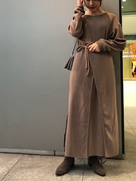 「ブラウンコーデ」｜「アイテム（ブーティ）」を使った、アヤカさん（レディース・159cm）の秋コーディネート
