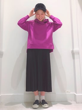 「AMERICAN HOLIC（アメリカンホリック）のプリーツロングスカート（スカート）」を使った、noiriさん（レディース・161cm）の冬コーディネート