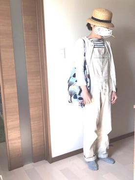 「MHL.（エムエイチエル）のアイテム（オールインワン・サロペット）」を使った、むぅさん（レディース・162cm）の春コーディネート