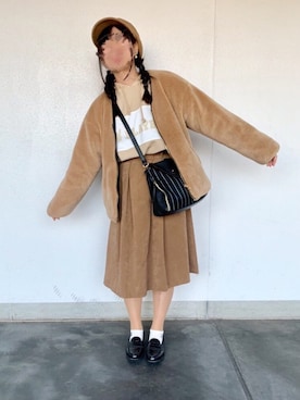 「MARBLE WALTS（マーブルワルツ）のアイテム（ブルゾン）」を使った、まちゃんさん（レディース・157cm）の冬コーディネート