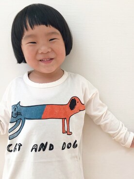 「BOBO CHOSES（ボボショーズ）のアイテム（Tシャツ/カットソー、ホワイト系）」を使った、ka___iさん（キッズ・110cm）の夏コーディネート