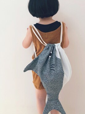 「donfisherのアイテム（バックパック/リュック、ブルー系）」を使った、ka___iさん（キッズ・110cm）の夏コーディネート
