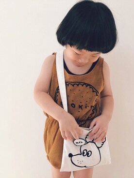「bobochoses」｜「アイテム（オールインワン・サロペット）」を使った、ka___iさん（キッズ・90cm）の夏コーディネート