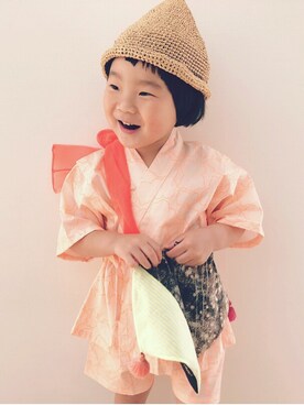 「frankygrow（フランキーグロウ）のアイテム（水着/着物・浴衣、ピンク系）」を使った、ka___iさん（キッズ・110cm）の夏コーディネート