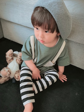 「こどもの日」｜「アイテム（レギンス/スパッツ）」を使った、ぎんのすけとすずのすけさん（キッズ・90cm）の春コーディネート