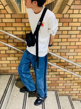 「Guess（ゲス）のアイテム（アナログ腕時計）」を使った、ばさん（メンズ・182cm）の春コーディネート