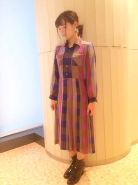 「アンゴラ」｜「アイテム（ワンピース/ドレス）」を使った、あずあずさん（レディース・157cm）の秋コーディネート