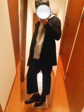 「jiggys shop（ジギーズショップ）のアイテム（チェスターコート）」を使った、じょにーさん（メンズ・180cm）の冬コーディネート