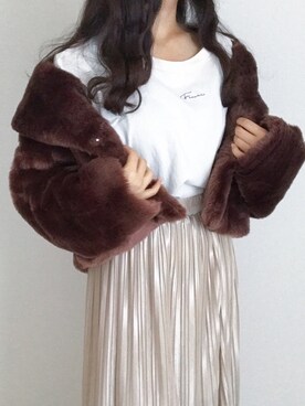 「グリッター」｜「アイテム（その他アウター）」を使った、ユカ さん（レディース・158cm）の冬コーディネート