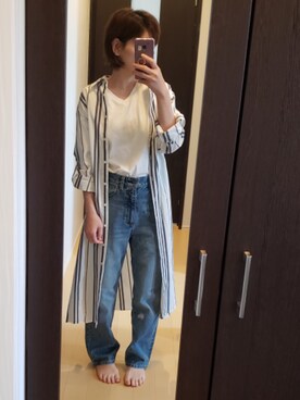 「ハイウエストストレートジーンズ」｜あやさん（レディース・159cm）の春コーディネート