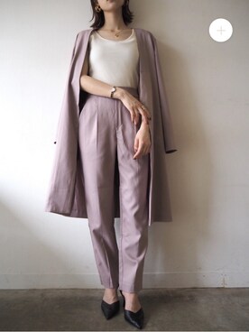 「アイテム（セットアップ、ピンク系）」を使った、memeさん（レディース・159cm）の秋コーディネート