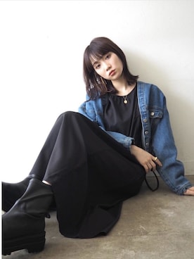 「Lumier（リュミエ）のアイテム（ノーカラージャケット）」を使った、memeさん（レディース・159cm）の冬コーディネート